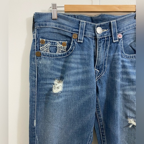 True Religion Distressed Men Jeans Size 32 Great Condition Blue - Picture 2 of 6